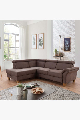 Ecksofa Arnga Stoff C braun linke Ecke verstellbare